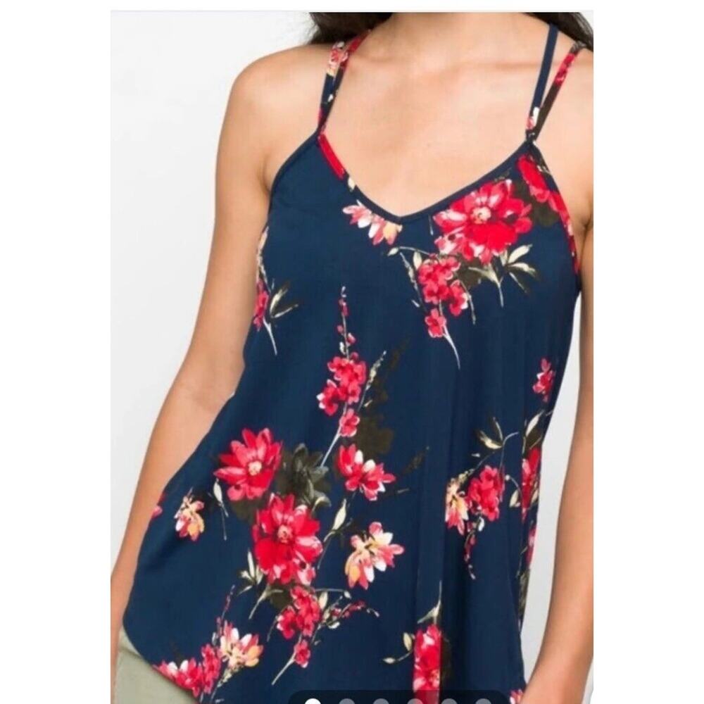 Papermoon Tank‎ 2X Floral Cross Back Strap Blue New